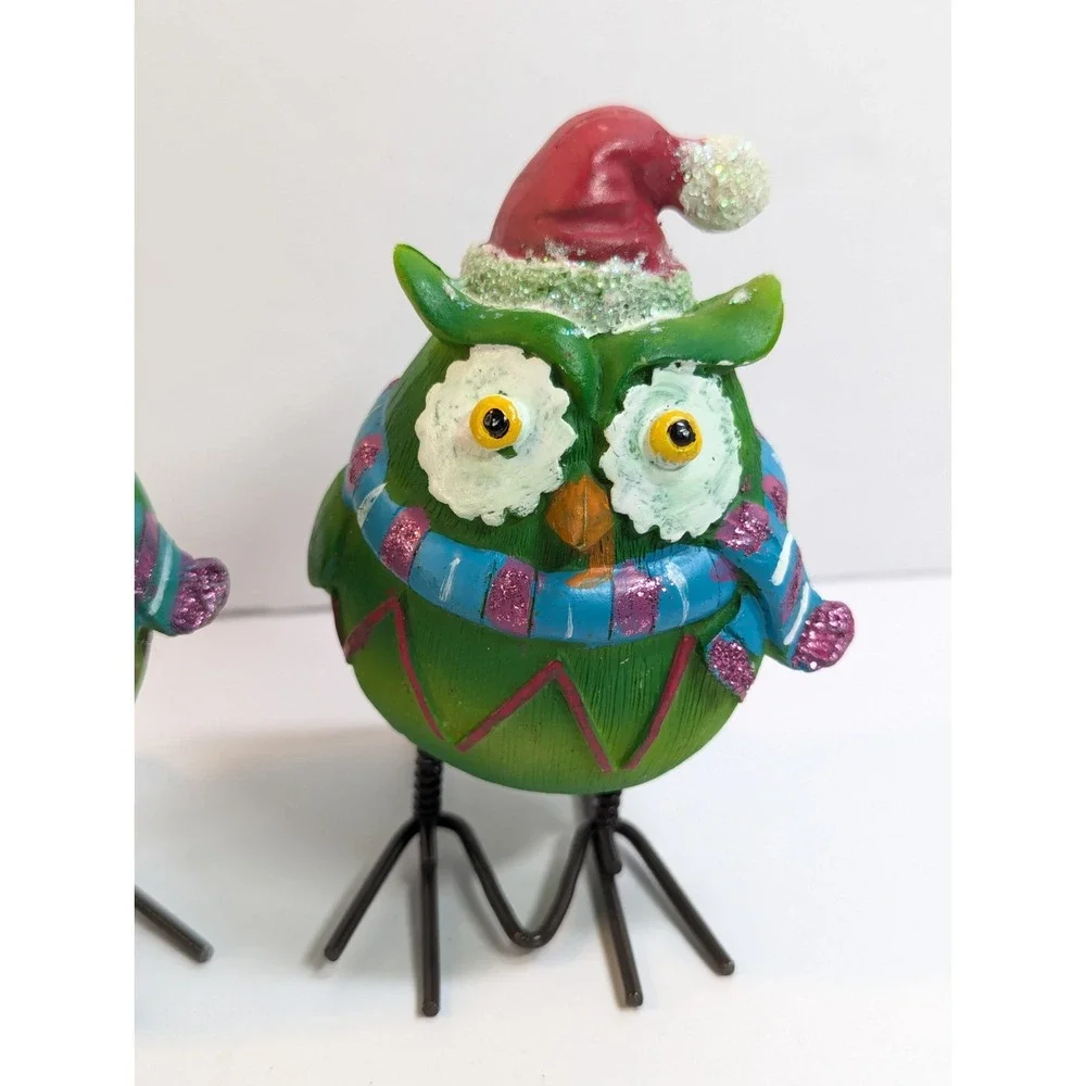 Set Of 2‎ Christmas Owls Vintage